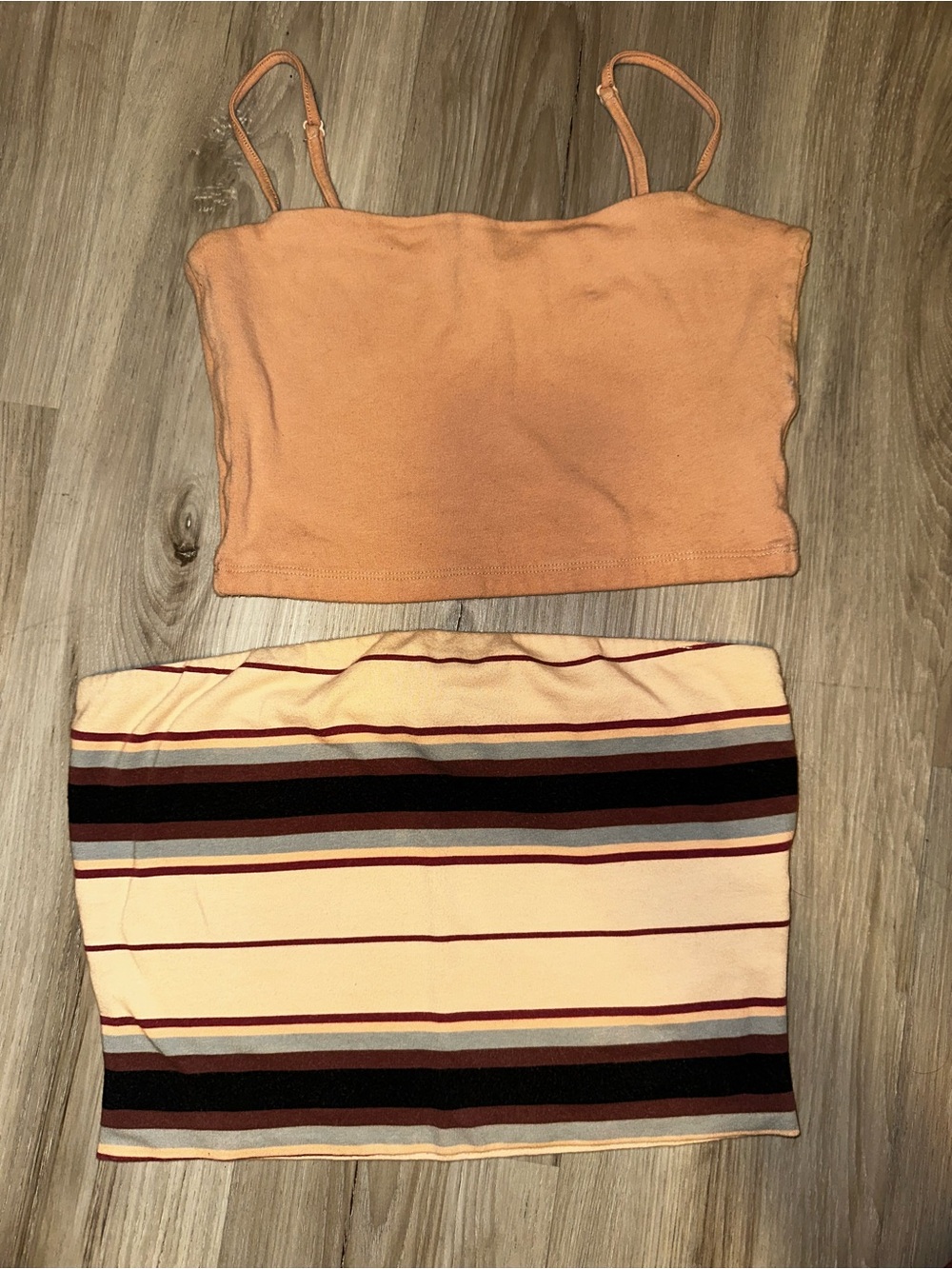 Charlotte Russe Peach crop top and Striped crop top